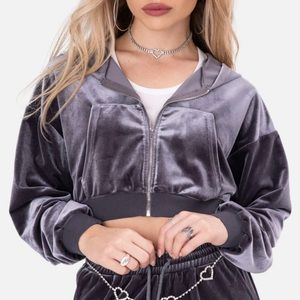 ADIKA Gambino Zip-Up Velvet Top